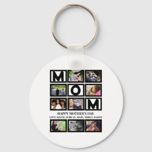 Elegant Custom Happy Mothers Dag 9 Foto Collage Sleutelhanger