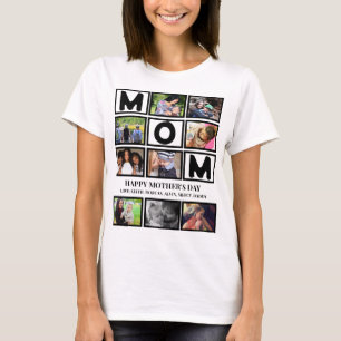 Elegant Custom Happy Mothers Dag 9 Foto Collage T-shirt