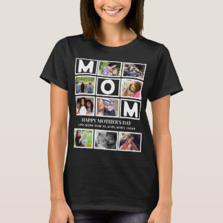 Elegant Custom Happy Mothers Dag 9 Foto Collage T-shirt