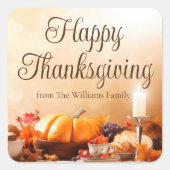 Elegant Custom Happy Thanksgiving Dinner Party Vierkante Sticker (Voorkant)