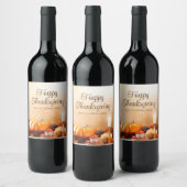 Elegant Custom Happy Thanksgiving Dinner Party Wijn Etiket (Flessen)