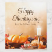Elegant Custom Happy Thanksgiving Dinner Party Wijn Etiket (Enkel label)