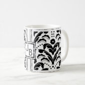 Elegant Custom Initialen Floral Art Deco Damask Koffiemok (Voorkant rechts)