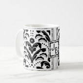 Elegant Custom Initialen Floral Art Deco Damask Koffiemok (Voorkant links)