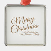 Elegant Custom Kerstfeestay Familienaam Metalen Ornament (Voorkant)