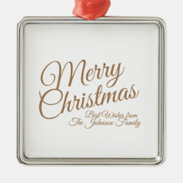 Elegant Custom Kerstfeestay Familienaam Metalen Ornament