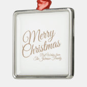 Elegant Custom Kerstfeestay Familienaam Metalen Ornament (Links)