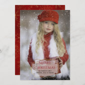 Elegant Custom-kerstfotokaart Feestdagenkaart (Voorkant / Achterkant)