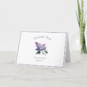 Elegant Custom Lila Bloem Bruiloft Dank u Kaart (Voorkant)