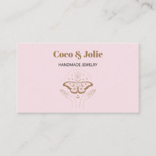 Elegant Custom Logo Blush Pink Mystical Butterfly Visitekaartje