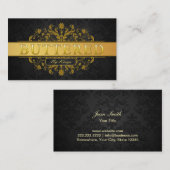 Elegant Custom Logo Dark Damask Gold Stripe Visitekaartje (Voorkant / Achterkant)