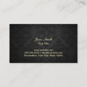 Elegant Custom Logo Dark Damask Gold Stripe Visitekaartje (Achterkant)