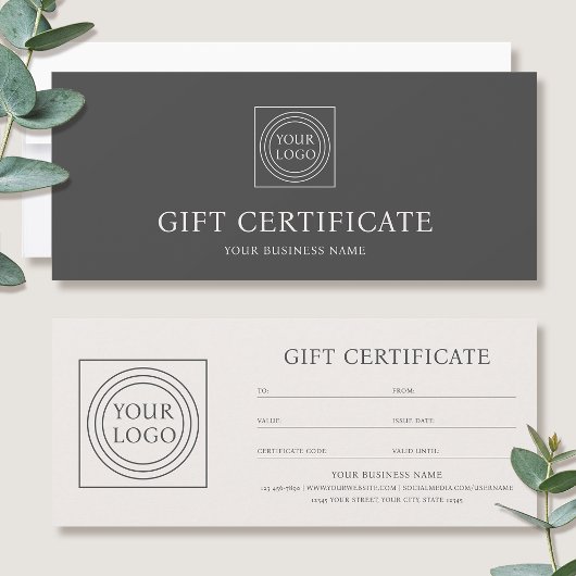 Elegant Custom Logo Gift Certificate Off-white
