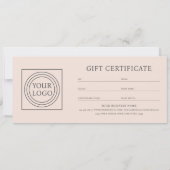 Elegant Custom Logo Gift Certificate Pink Gray (Achterkant)