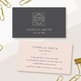 Elegant Custom Logo Minimalist Blush Pink Gray Visitekaartje