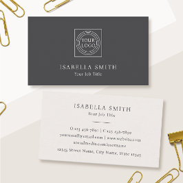 Elegant Custom Logo Minimalist Off-White Gray Visitekaartje