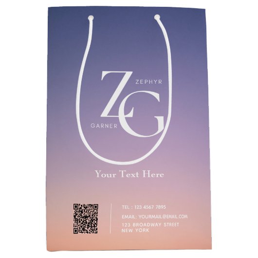 Elegant Custom Logo | QR Code Business Medium Cadeauzakje (Voorkant)