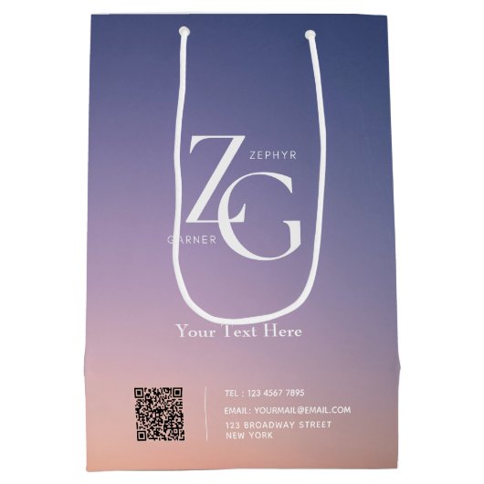 Elegant Custom Logo | QR Code Business Medium Cadeauzakje (Achterkant)