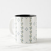 Elegant Custom "Mam, Est. 20xx" Eenvoudige Bloemen Tweekleurige Koffiemok (Voorkant links)