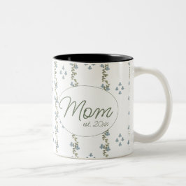 Elegant Custom "Mam, Est. 20xx" Eenvoudige Bloemen Tweekleurige Koffiemok