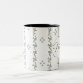 Elegant Custom "Mam, Est. 20xx" Eenvoudige Bloemen Tweekleurige Koffiemok (Center)