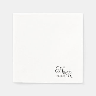 Elegant Custom Mono Wedding Napkins Servet