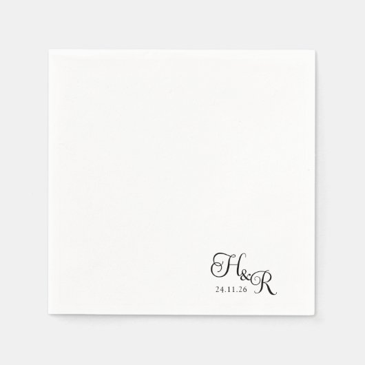 Elegant Custom Mono Wedding Napkins Servet (Voorkant)