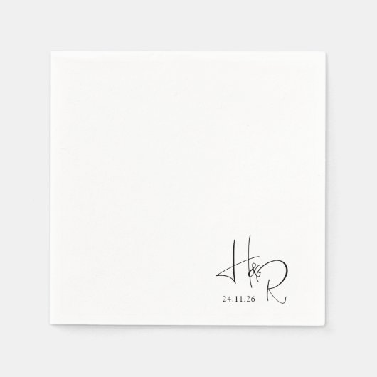 Elegant Custom Mono Wedding Napkins Servet (Voorkant)