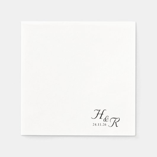 Elegant Custom Mono Wedding Napkins Servet (Voorkant)