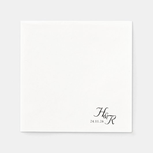 Elegant Custom Mono Wedding Napkins Servet (Voorkant)