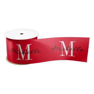 Elegant custom monogram 3 inch dik rood kerst satijnen lint