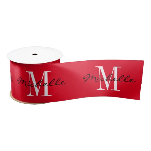 Elegant custom monogram 3 inch dik rood kerst satijnen lint (Spoel)