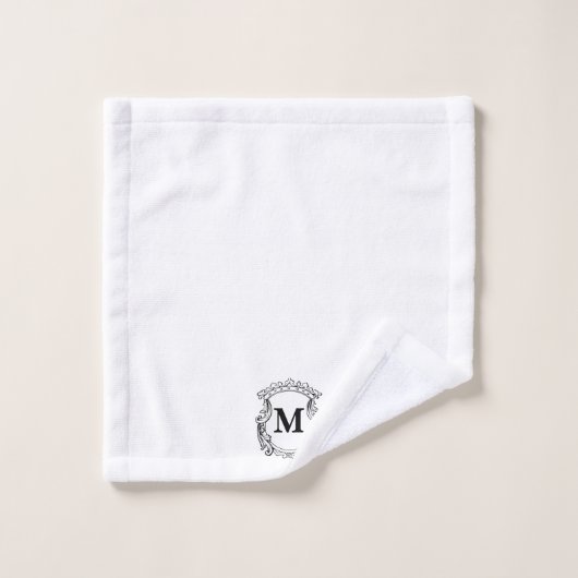 Elegant Custom Monogram Bad Handdoek (Wasdoekje)