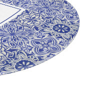 Elegant Custom Monogram Blauw Wit Snijplank (Hoek)