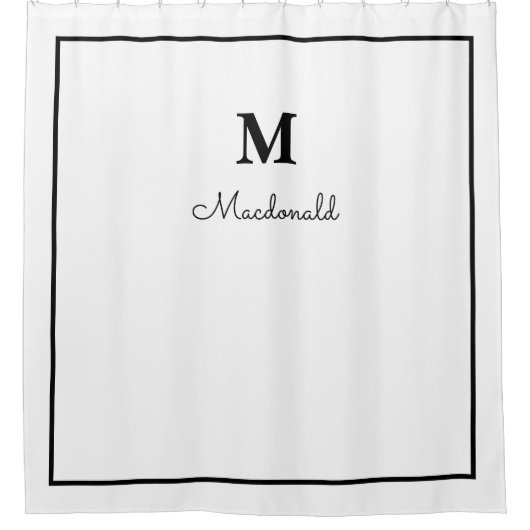 Elegant Custom Monogram Douchegordijn (Voorkant)