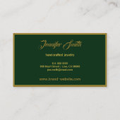 Elegant Custom Monogram en Logo Donkergroen Zwart Visitekaartje (Achterkant)