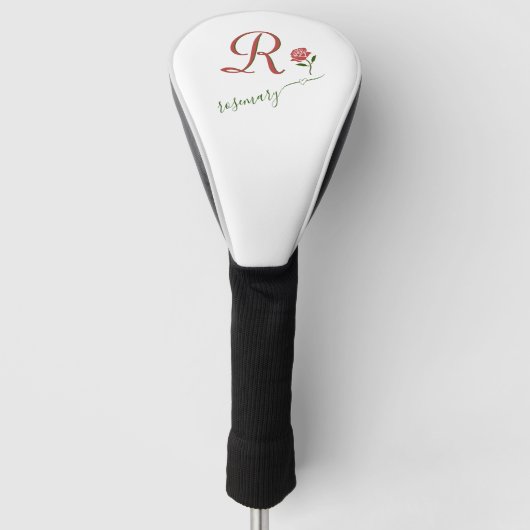 Elegant Custom Monogram Floral Heart Name Golfheadcover (Voorkant)