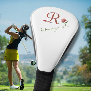 Elegant Custom Monogram Floral Heart Name Golfheadcover