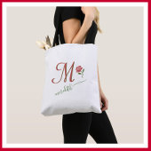 Elegant Custom Monogram Floral Heart Name Tote Bag