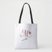 Elegant Custom Monogram Floral Heart Name Tote Bag (Voorkant)
