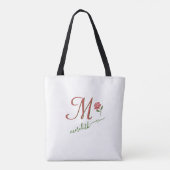 Elegant Custom Monogram Floral Heart Name Tote Bag (Achterkant)