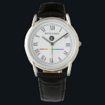 Elegant Custom Monogram Gay LGBT Watch Horloge<br><div class="desc">Een elegant monogram zwart-wit,  met een LGBT regenboogstripe horloge met een vlek voor de naam van uw gift ontvanger en het initiaal van de familienaam. Een groot geschenk voor iedereen die homo,  lesbisch of trots lid is van de LGBT-gemeenschap.</div>