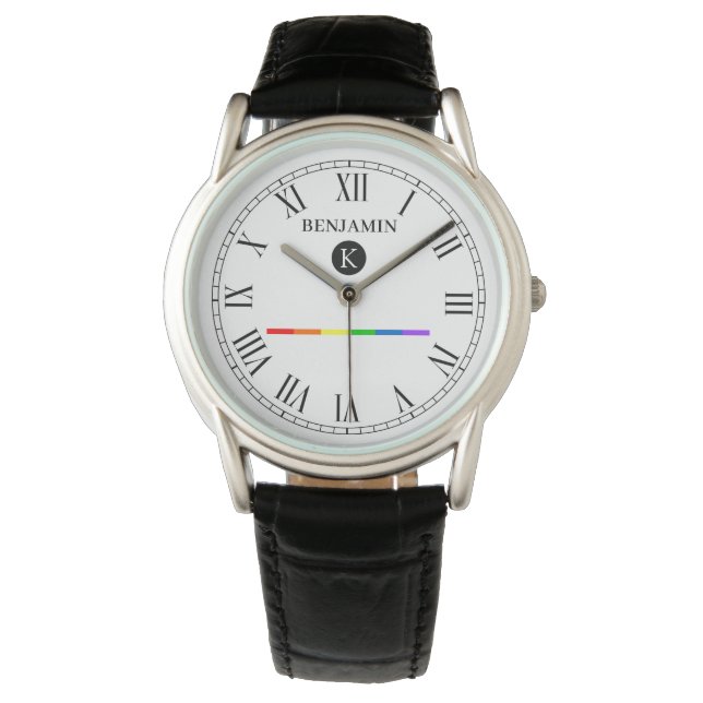 Elegant Custom Monogram Gay LGBT Watch Horloge (Voorkant)