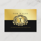Elegant Custom Monogram Gold Black Visitekaartje (Voorkant)