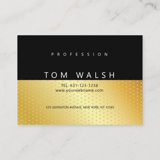 Elegant Custom Monogram Gold Black Visitekaartje (Achterkant)