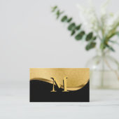 Elegant Custom Monogram Gold Visitekaartje (Staand voorkant)