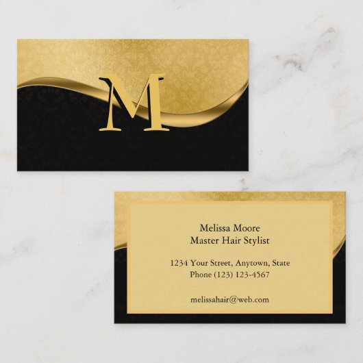 Elegant Custom Monogram Gold Visitekaartje (Voorkant / Achterkant)