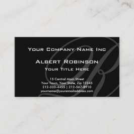 Elegant Custom Monogram Grey op zwart Visitekaartje
