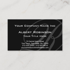 Elegant Custom Monogram Grey op zwart Visitekaartje