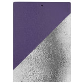 Elegant Custom Monogram Metallic Paars Silver Klembord (Achterkant)